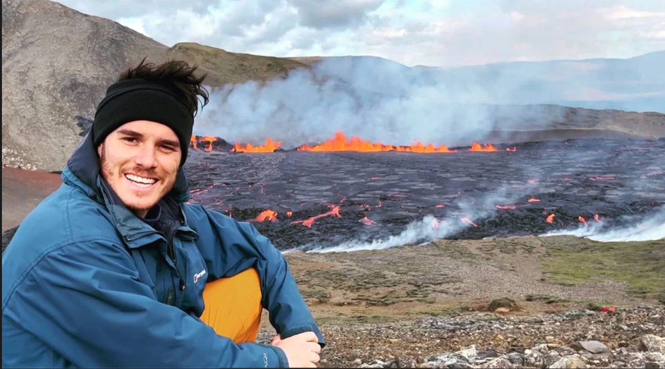 Nimrod Ron beside a lava field in Iceland